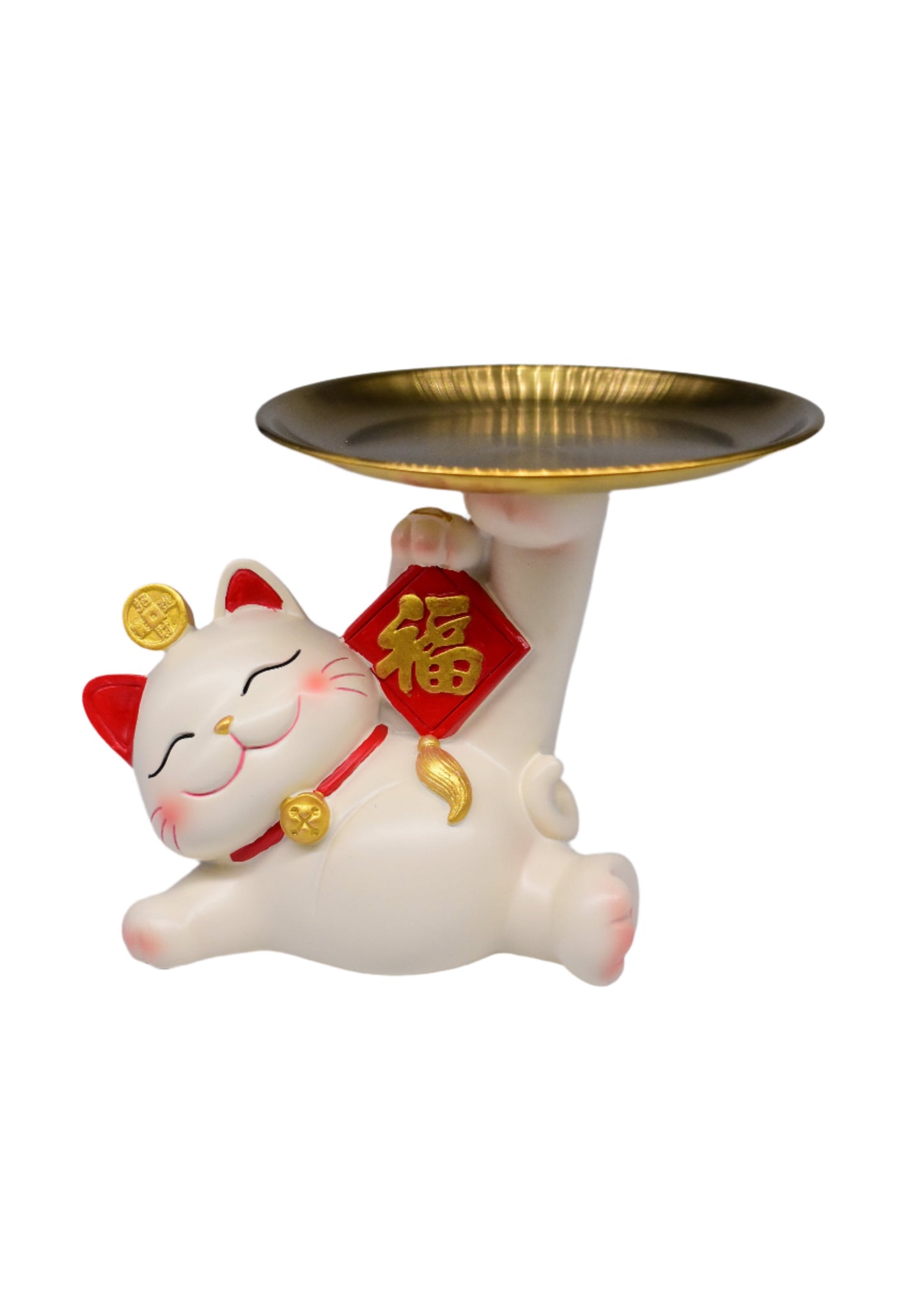 Fortune Cat Lying down Item Tray