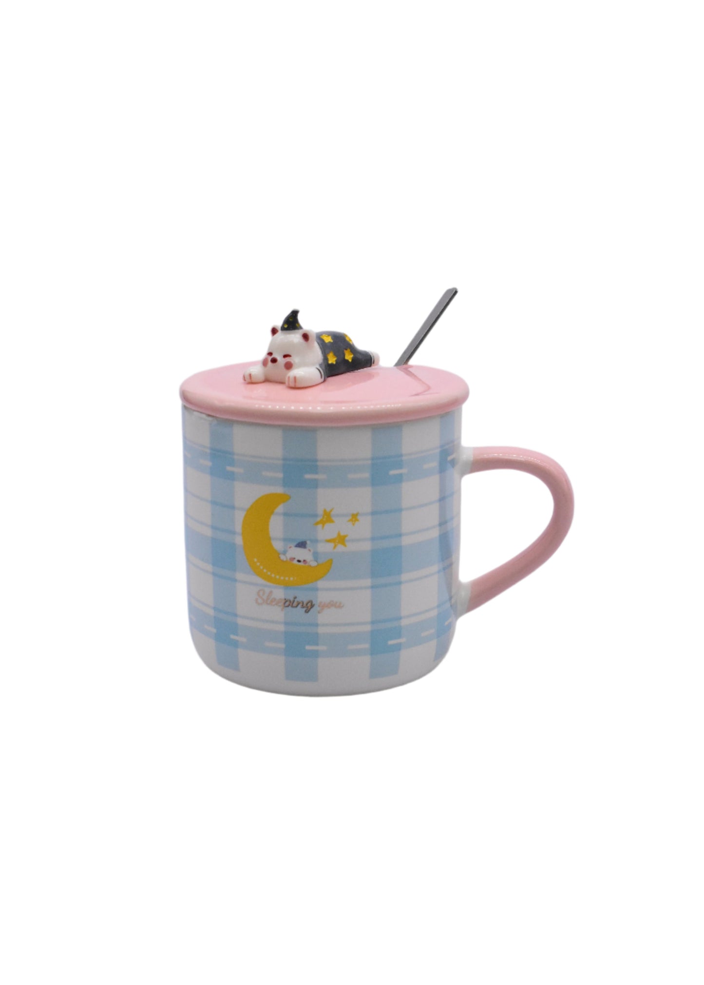 Sleepy cutie Hot Cup With Lid and tea Spoon