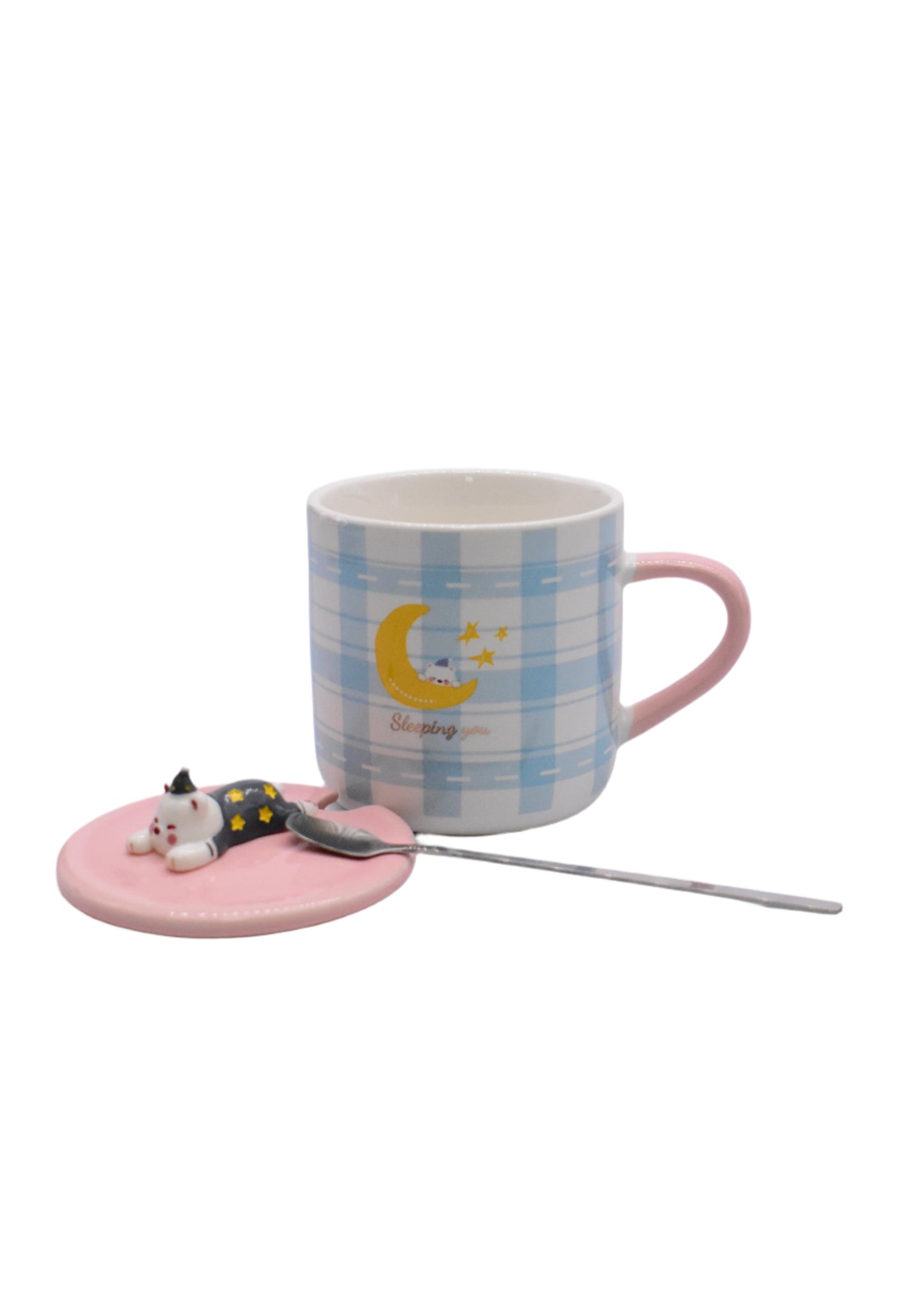 Sleepy cutie Hot Cup With Lid and tea Spoon