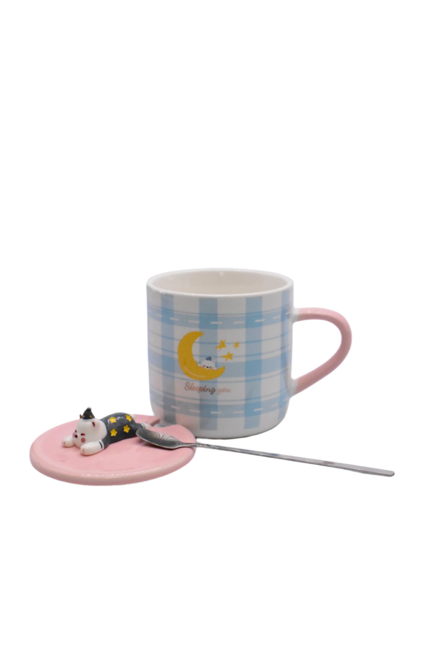 Sleepy cutie Hot Cup With Lid and tea Spoon