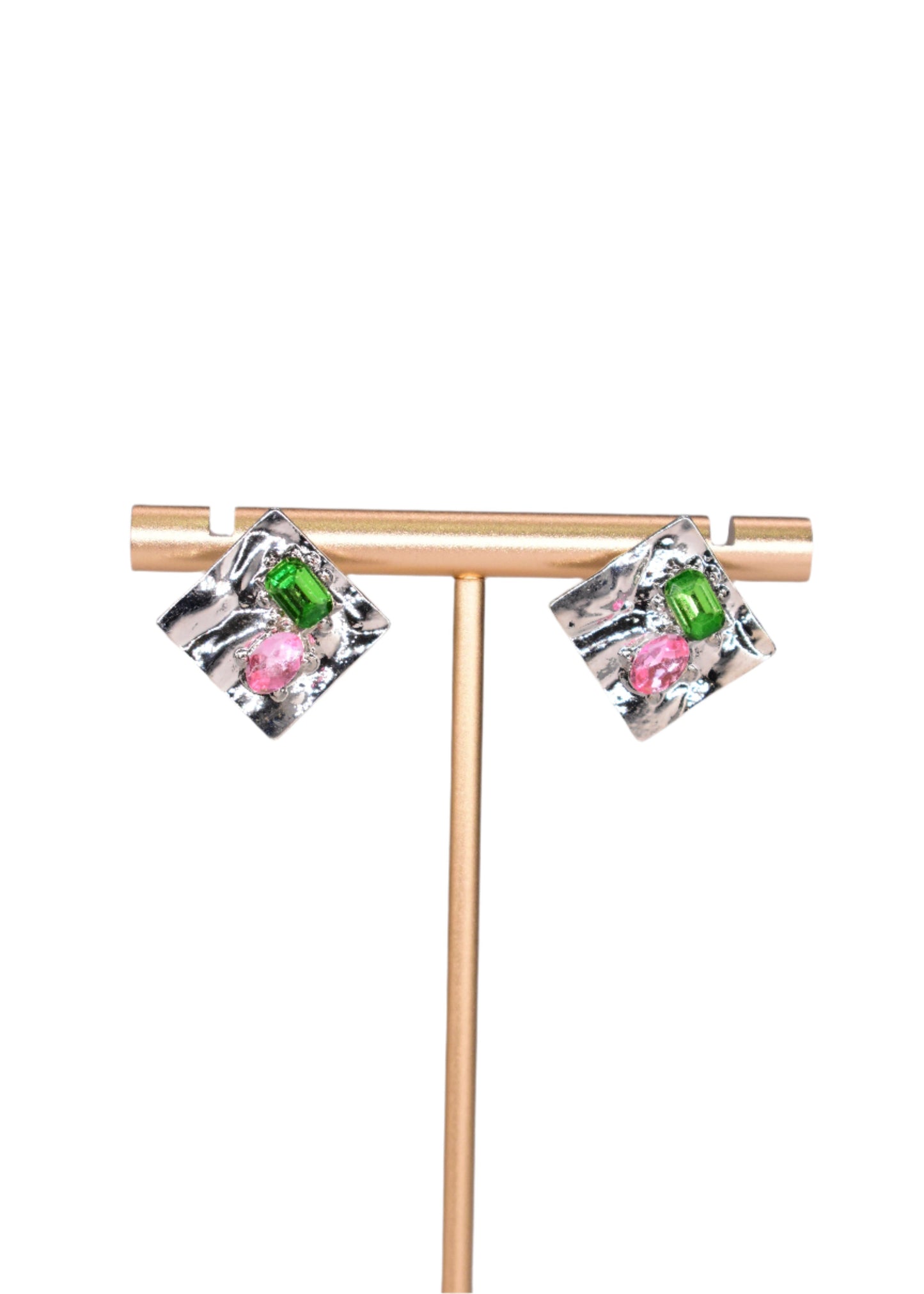 Green Pink Chrome Earring
