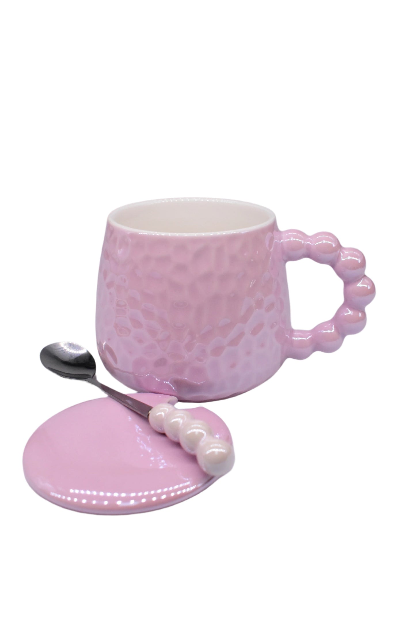 Metallic Pink Mug With Lid
