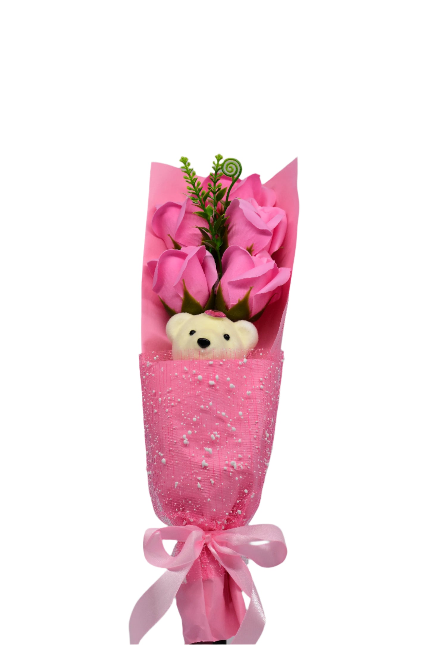 Artificial rose with Teddy heart Bear