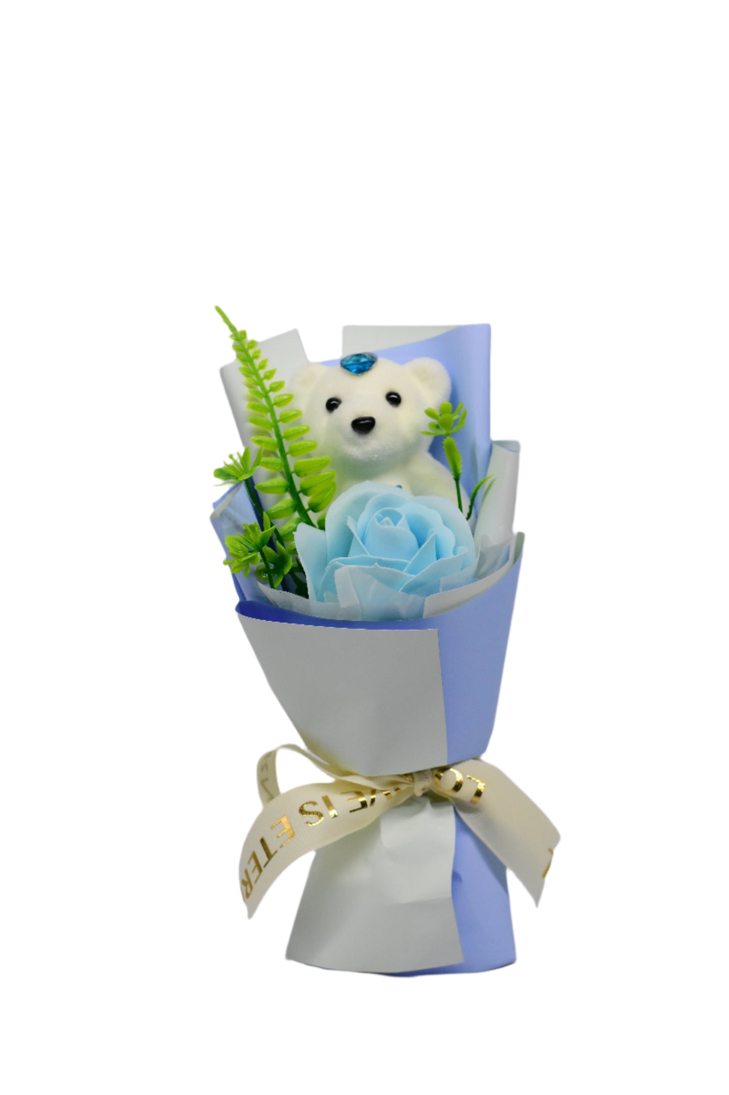 Artificial rose with Teddy Bear