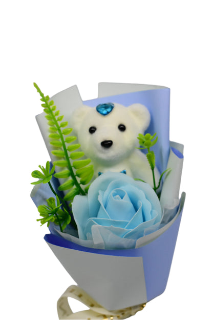 Artificial rose with Teddy Bear