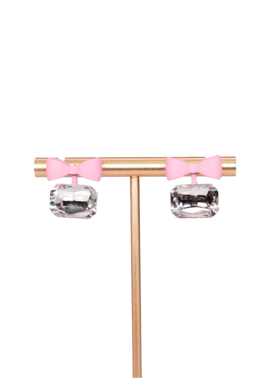 Pink Bow Diamond Earring