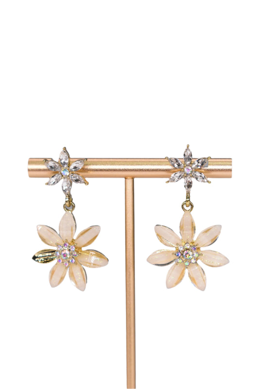 Beige Flower Star Earring