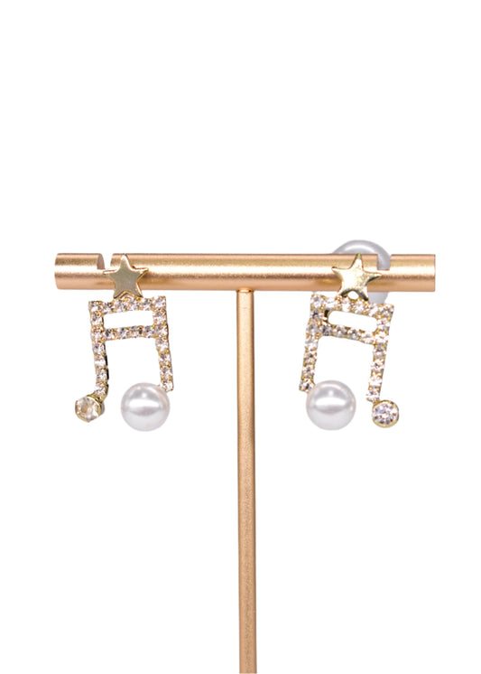 Music Note Pearl backing Earring