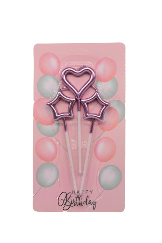 Birthday Candles Pink Heart & Star